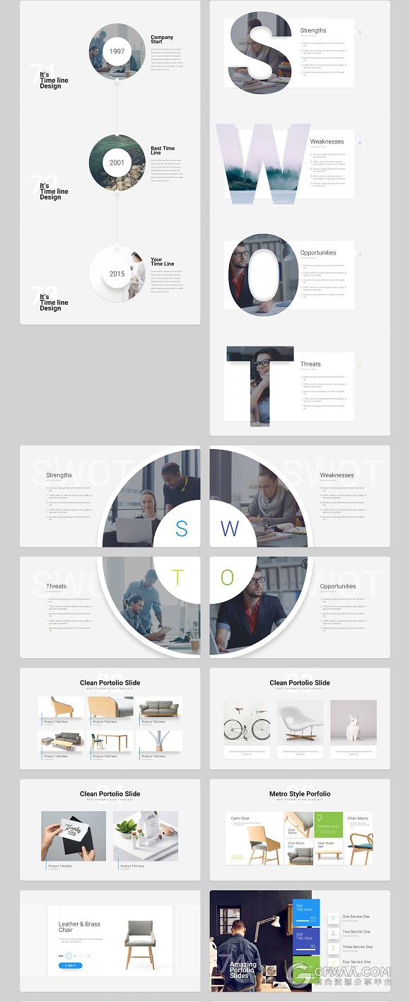 220页扁平化微粒体风格PPT模板 - 顶尖PPT