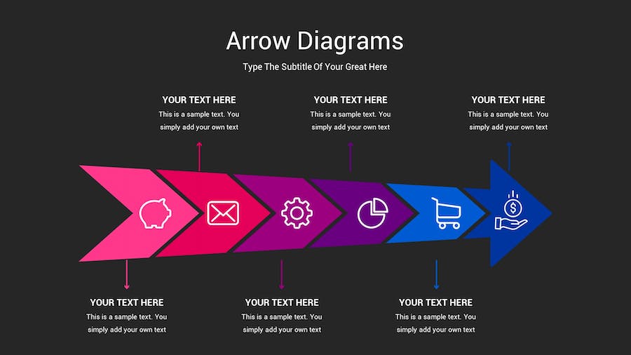 箭头图表深色注释记号Keynote模板 - 顶尖PPT