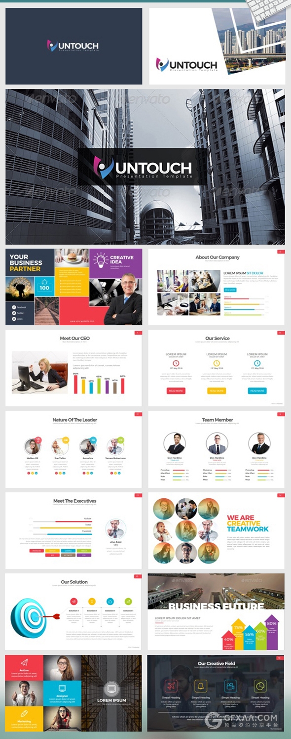 143页高端欧美图形图表商务PPT模板 - 顶尖PPT