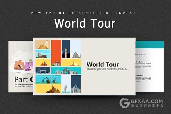 世界景点卡通风格PPT模板 - 顶尖PPT