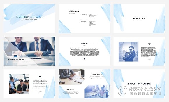 文艺唯美水墨水彩背景PPT模板 - 顶尖PPT