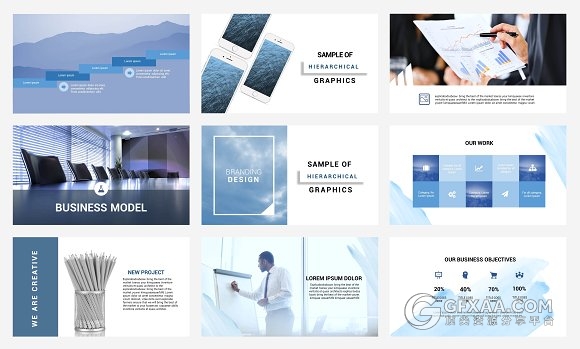 文艺唯美水墨水彩背景PPT模板 - 顶尖PPT