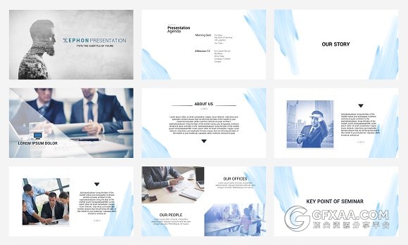 文艺唯美水墨水彩背景PPT模板 - 顶尖PPT