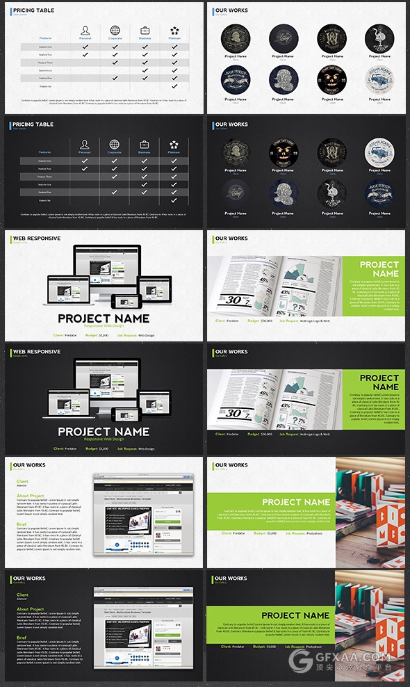 90多页高端商务keynote模板3种配色主题 - 顶尖PPT