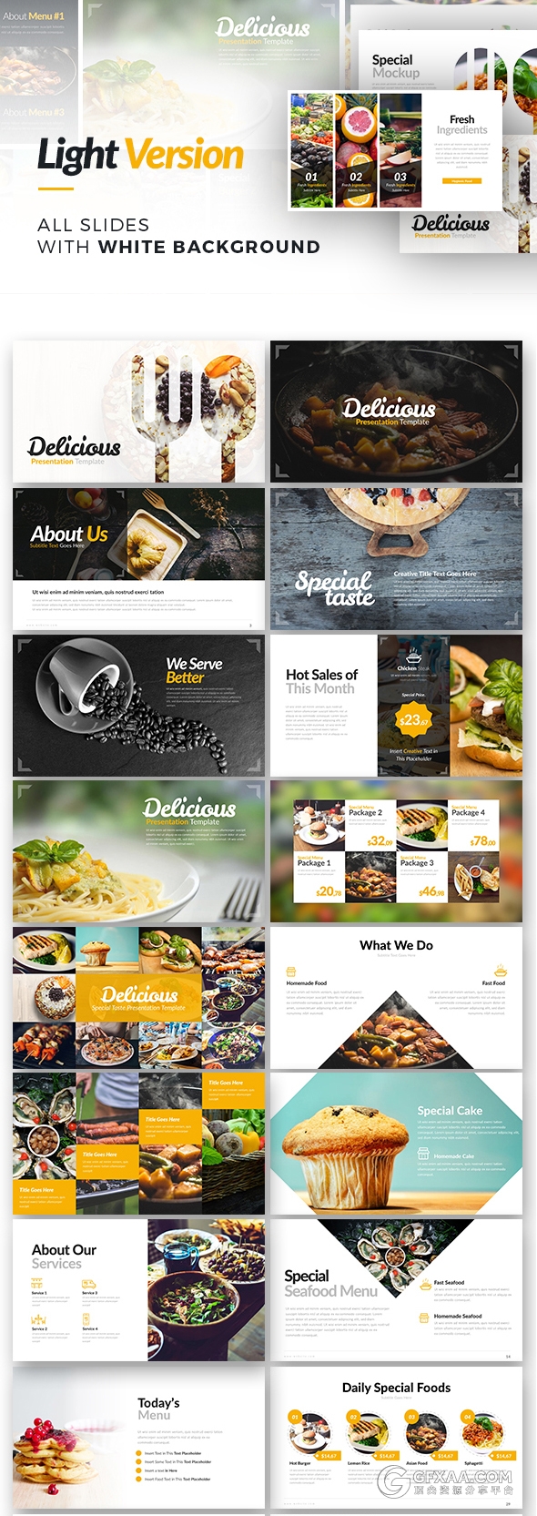 10种配色主题70多页厨师餐饮美食营养搭配keynote模板 - 顶尖PPT