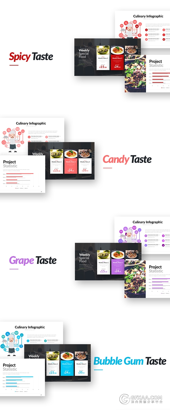 10种配色主题70多页厨师餐饮美食营养搭配keynote模板 - 顶尖PPT