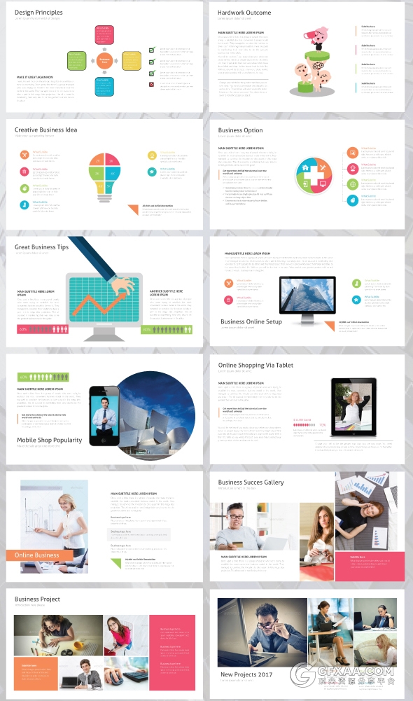 96页扁平化商务高端PPT通用模板 - 顶尖PPT