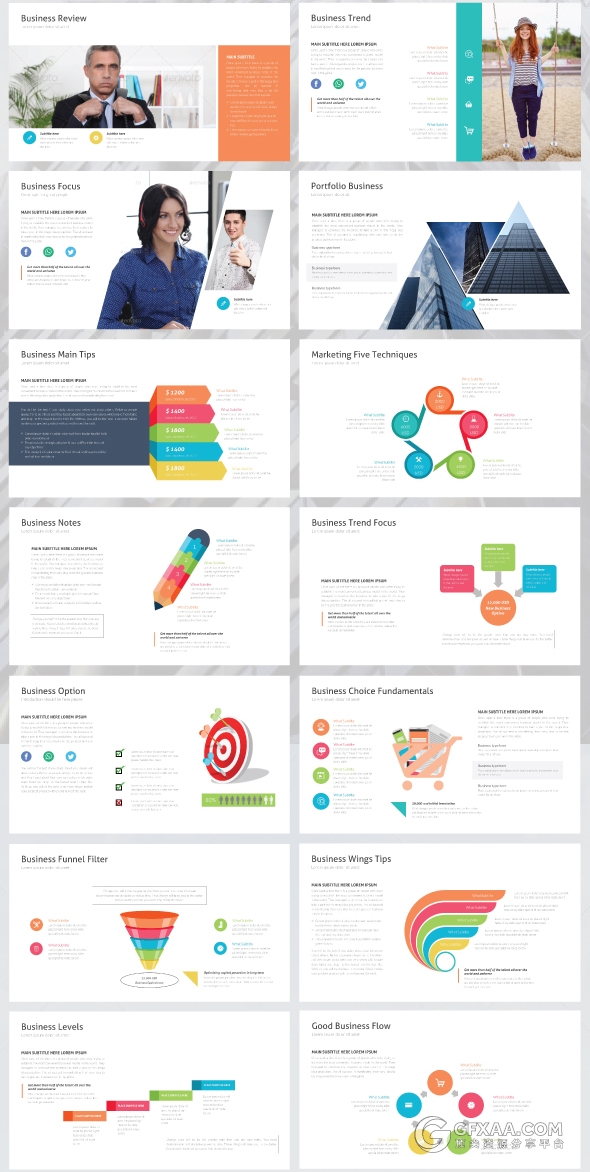 96页扁平化商务高端PPT通用模板 - 顶尖PPT