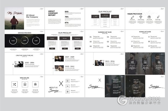 115页摄影展示极简艺术风格PPT模板 - 顶尖PPT