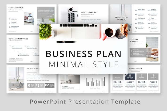 极简风格室内设计商业计划书PPT模板 - 顶尖PPT