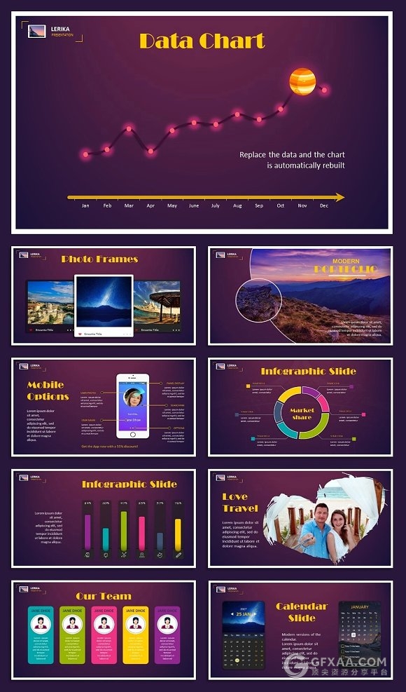 100页欧美霓虹灯效果PPT模板 - 顶尖PPT