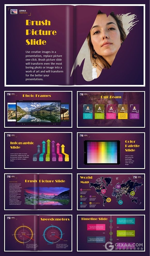 100页欧美霓虹灯效果PPT模板 - 顶尖PPT