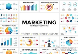 扁平化彩色图形图标.pptx.key.esp.ai.psd格式模板 - 顶尖PPT