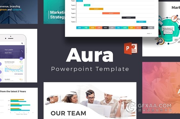 精美商务多色系图形图表PPT模板 - 顶尖PPT