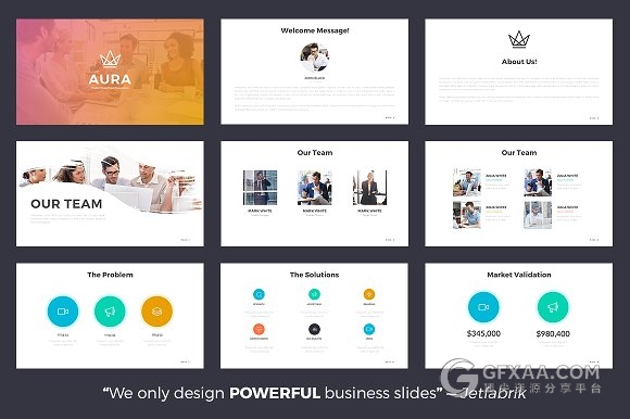 精美商务多色系图形图表PPT模板 - 顶尖PPT