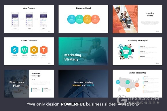 精美商务多色系图形图表PPT模板 - 顶尖PPT