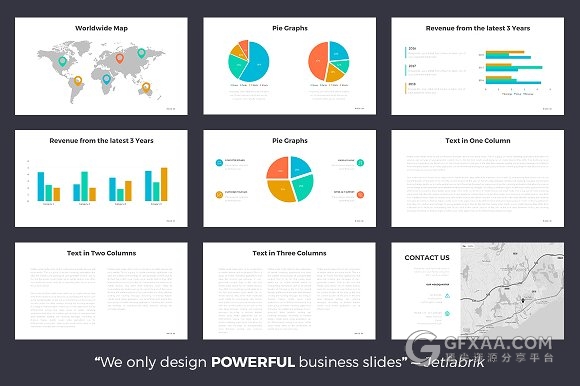 精美商务多色系图形图表PPT模板 - 顶尖PPT