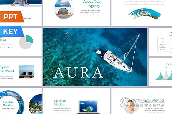 100页海洋三亚旅游PPT+keynote模板 - 顶尖PPT