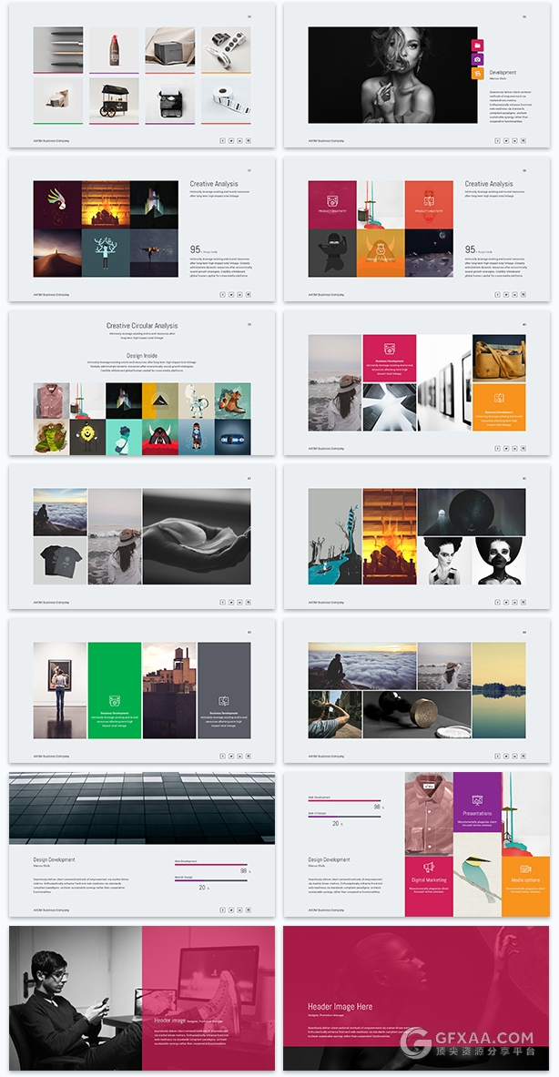 扁平化精美图形设计多用途PPT模板 - 顶尖PPT