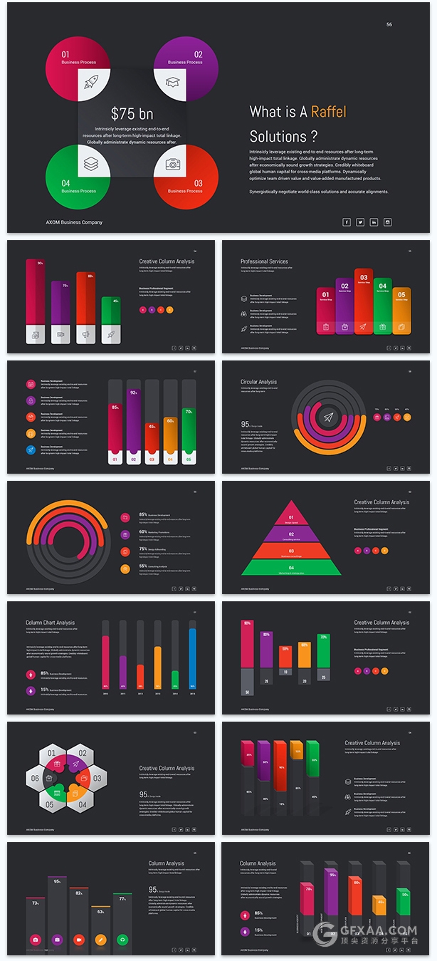 扁平化精美图形设计多用途PPT模板 - 顶尖PPT