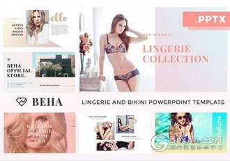比基尼内衣秀海边艺术个人写真PPT模板 - 顶尖PPT