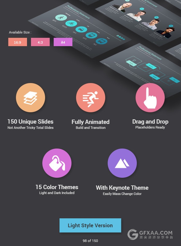 150页扁平化线性图形图标keynote模板 - 顶尖PPT