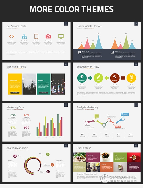 60页多色系商务通用PPT模板 - 顶尖PPT