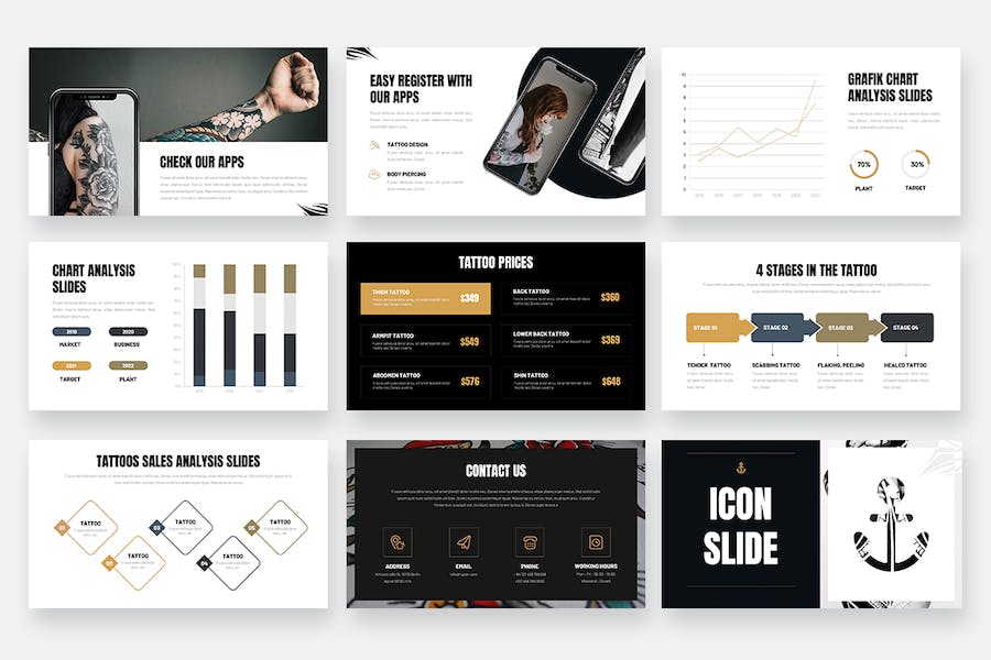 纹身穿孔工作室业务展示简介keynote模板 - 顶尖PPT