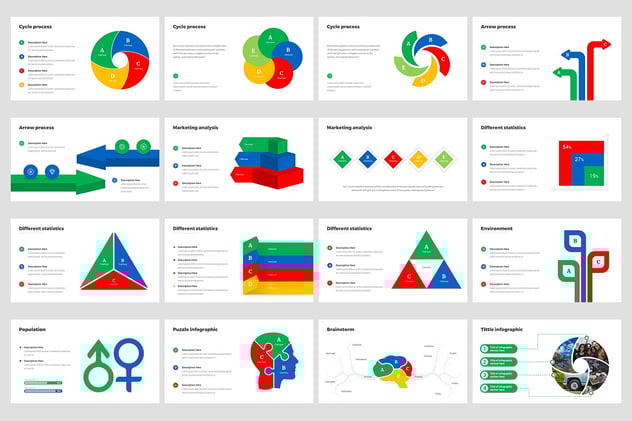 绿色简约商业计划解决方案信息图形PPT模板 - 顶尖PPT