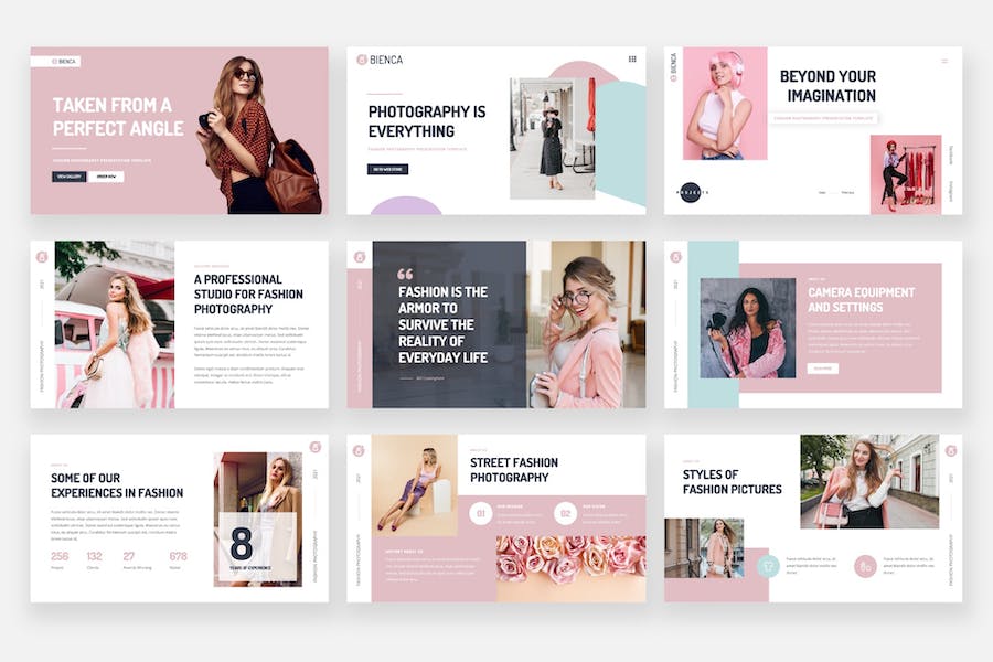 时尚摄影作品展示PPT模板 - 顶尖PPT