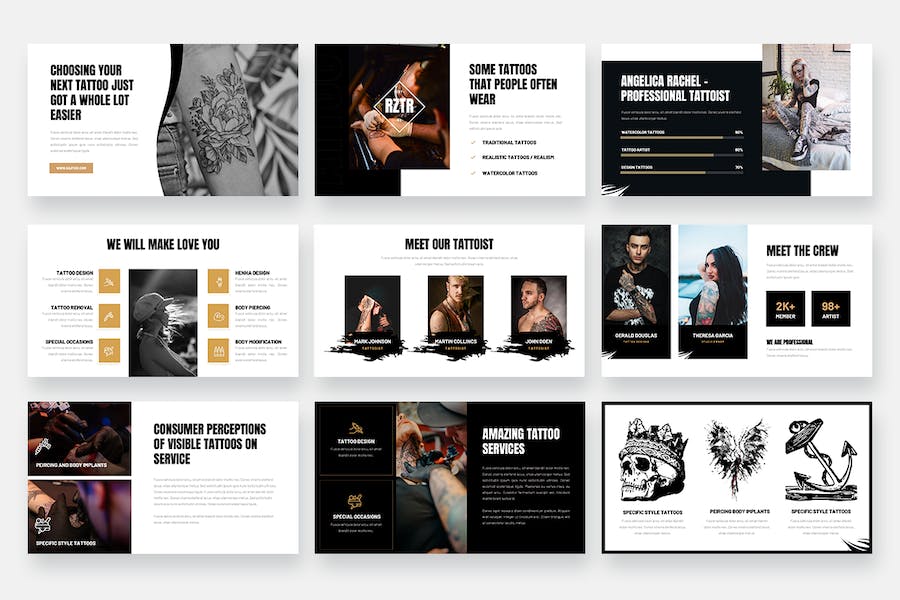 纹身穿孔工作室业务展示简介keynote模板 - 顶尖PPT