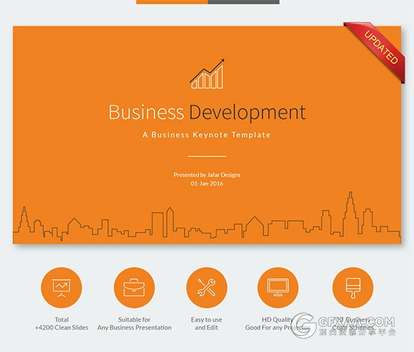 扁平化高清规格PPT商务模板 - 顶尖PPT