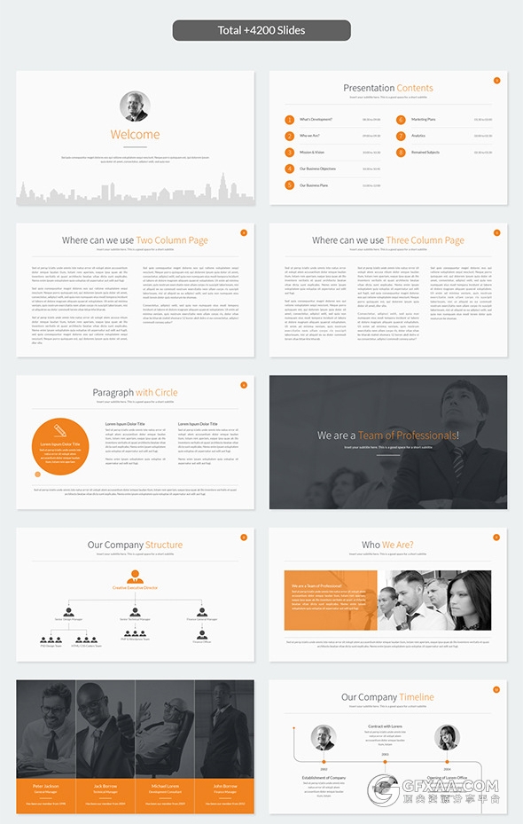 扁平化高清规格PPT商务模板 - 顶尖PPT