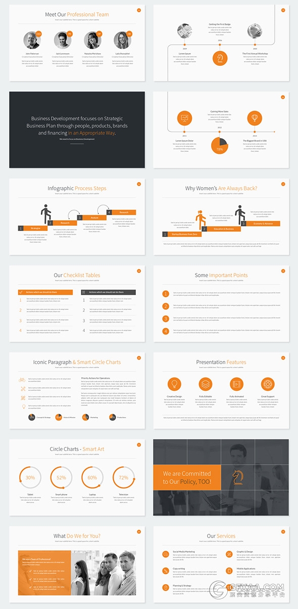 扁平化高清规格PPT商务模板 - 顶尖PPT