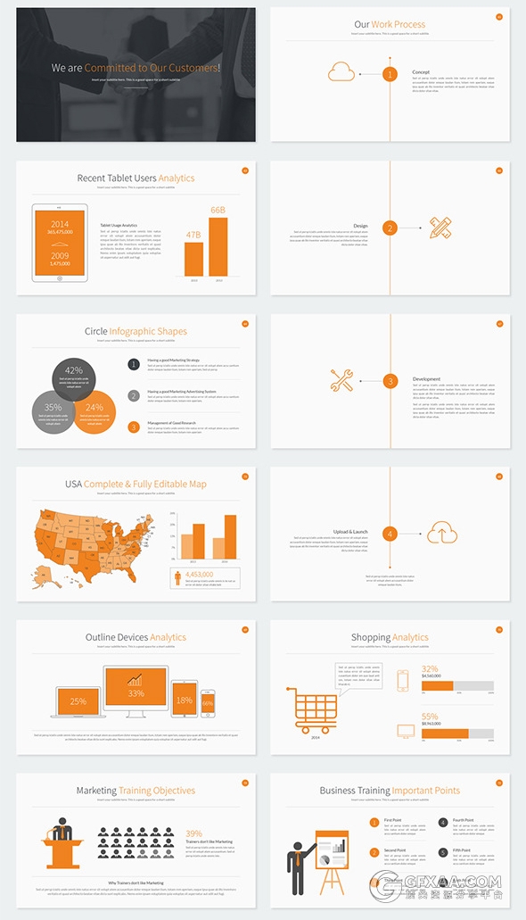 扁平化高清规格PPT商务模板 - 顶尖PPT