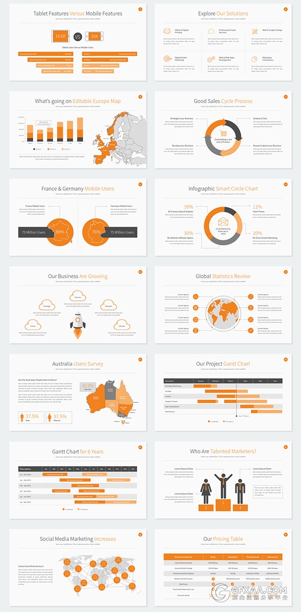 扁平化高清规格PPT商务模板 - 顶尖PPT