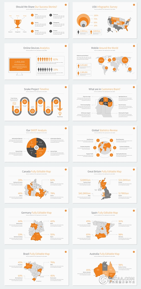 扁平化高清规格PPT商务模板 - 顶尖PPT