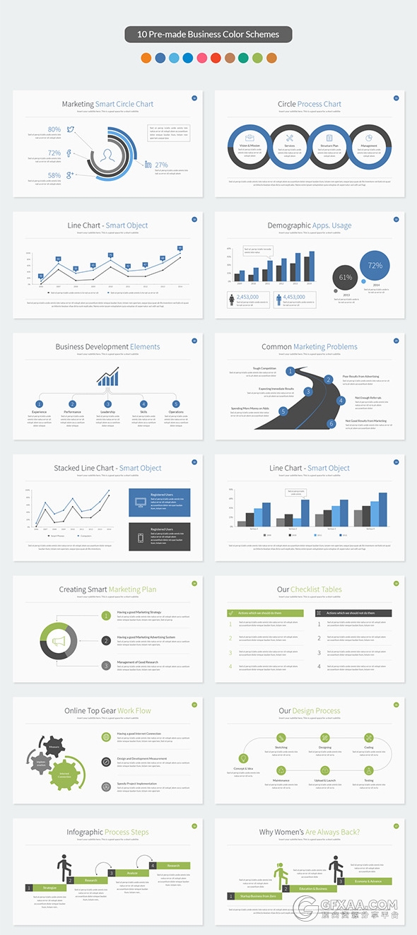 扁平化高清规格PPT商务模板 - 顶尖PPT