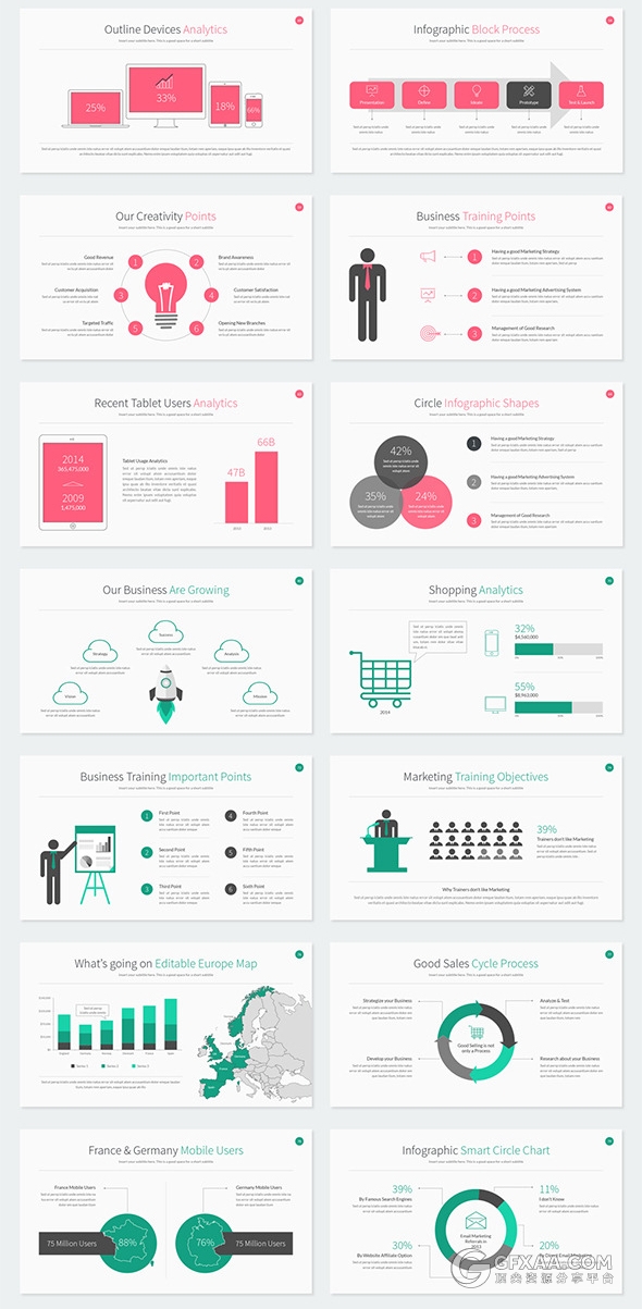 扁平化高清规格PPT商务模板 - 顶尖PPT