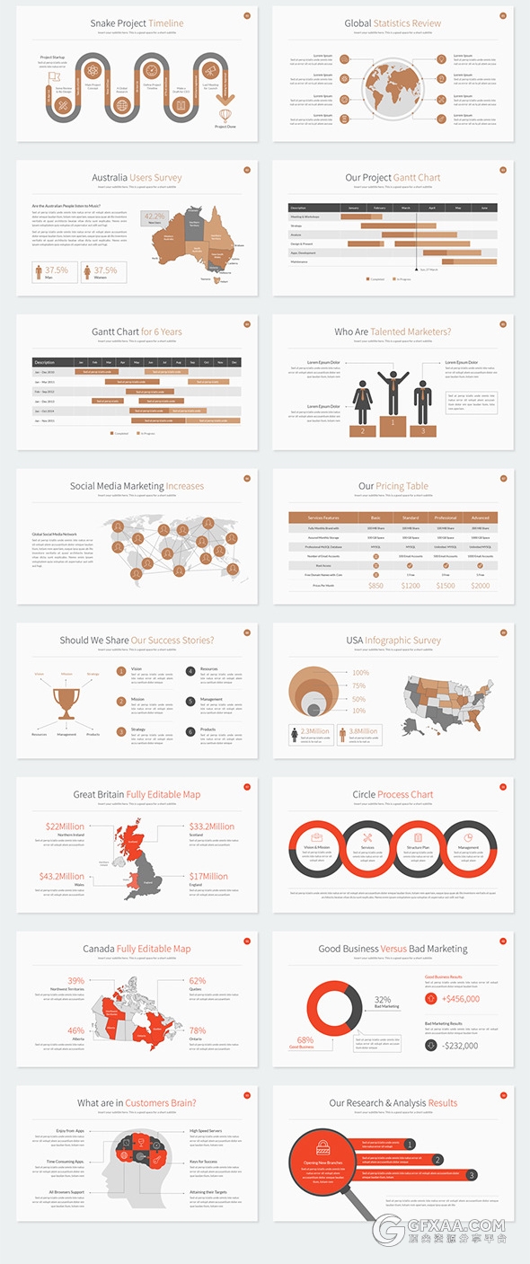 扁平化高清规格PPT商务模板 - 顶尖PPT