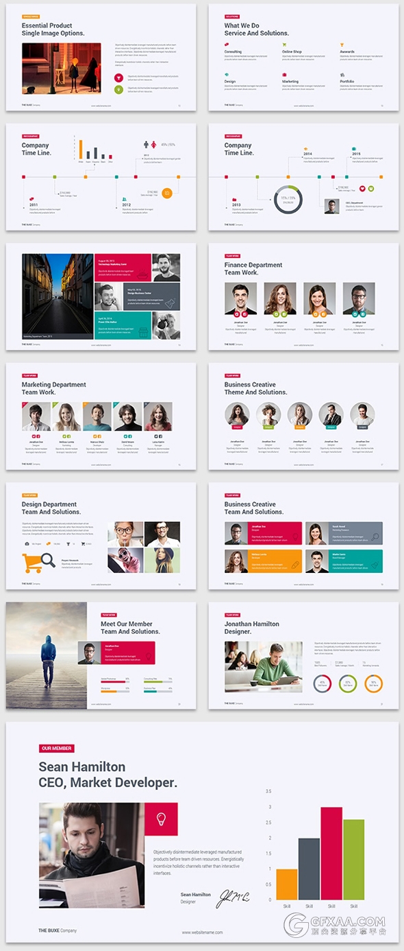 多色系精美欧美商务通用PPT模板 - 顶尖PPT