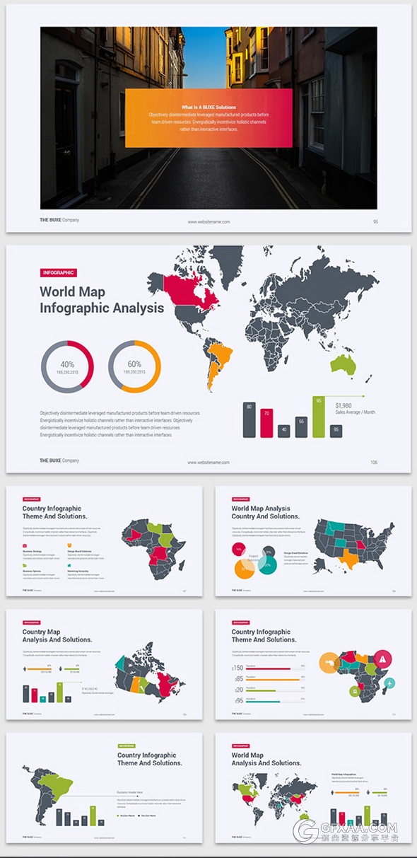 多色系精美欧美商务通用PPT模板 - 顶尖PPT
