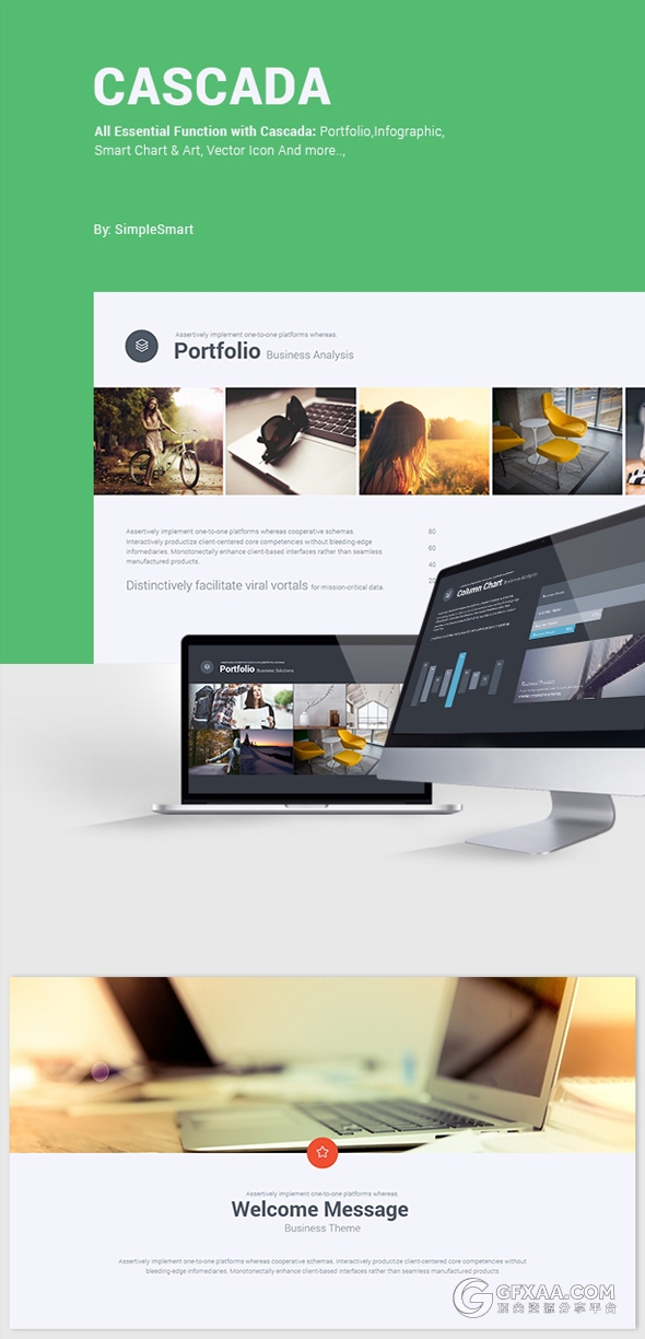 扁平化商务多色系卡通风格keynote模板 - 顶尖PPT