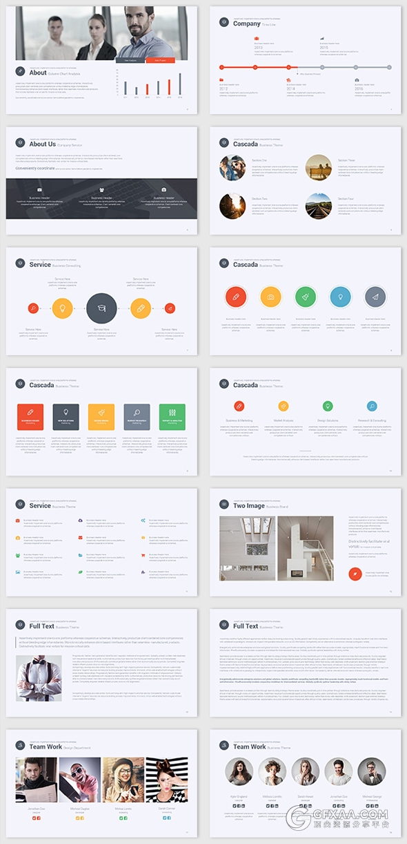 扁平化商务多色系卡通风格keynote模板 - 顶尖PPT