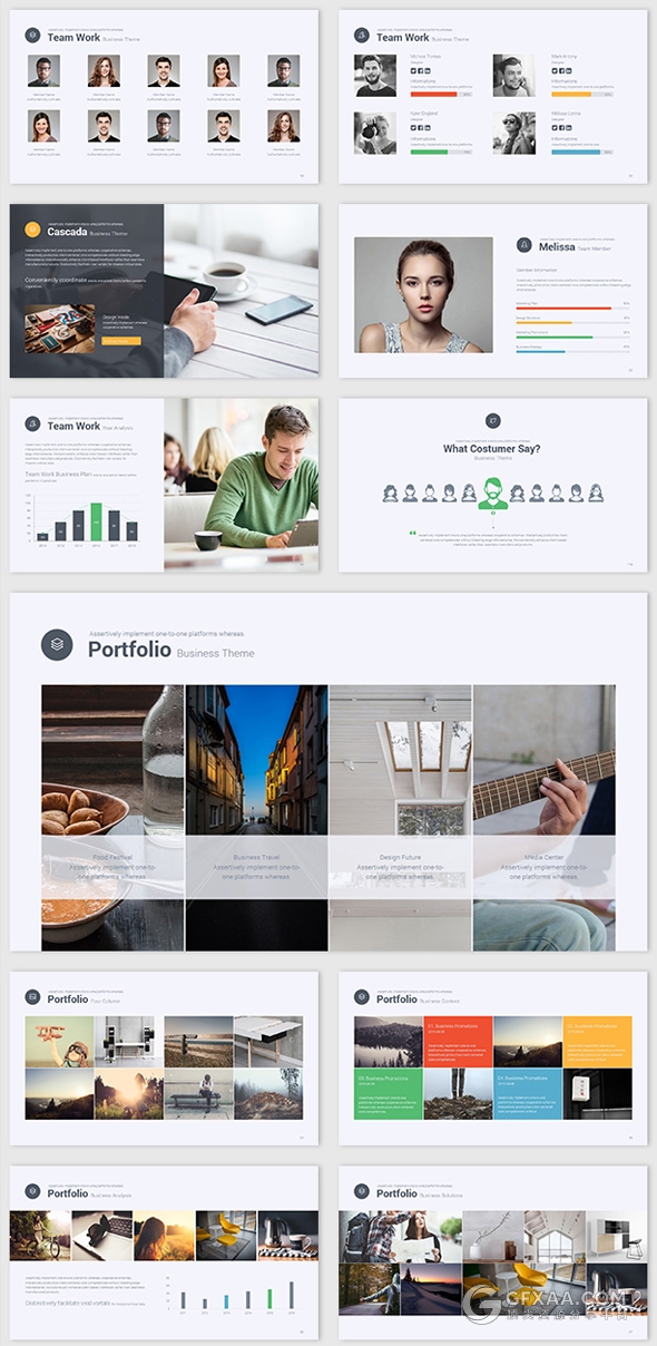 扁平化商务多色系卡通风格keynote模板 - 顶尖PPT