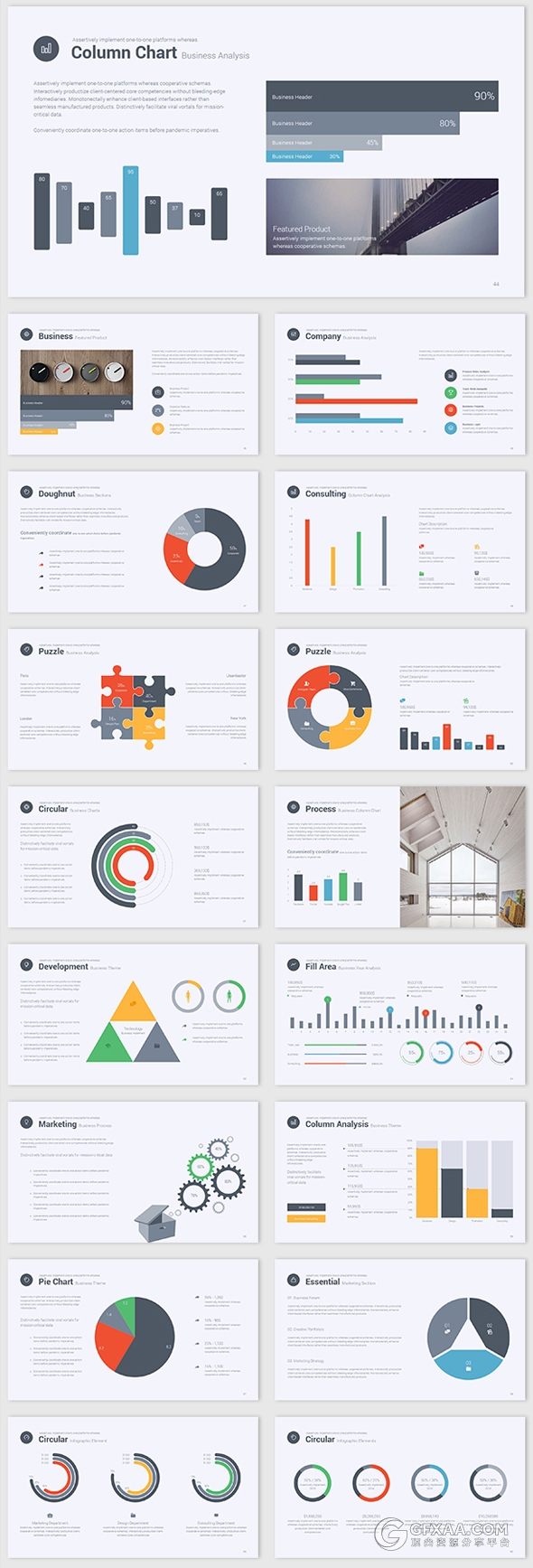 扁平化商务多色系卡通风格keynote模板 - 顶尖PPT