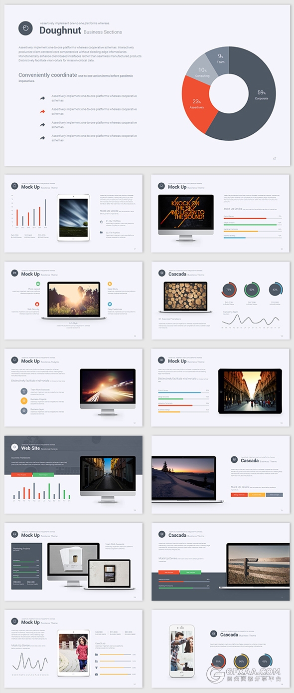 扁平化商务多色系卡通风格keynote模板 - 顶尖PPT