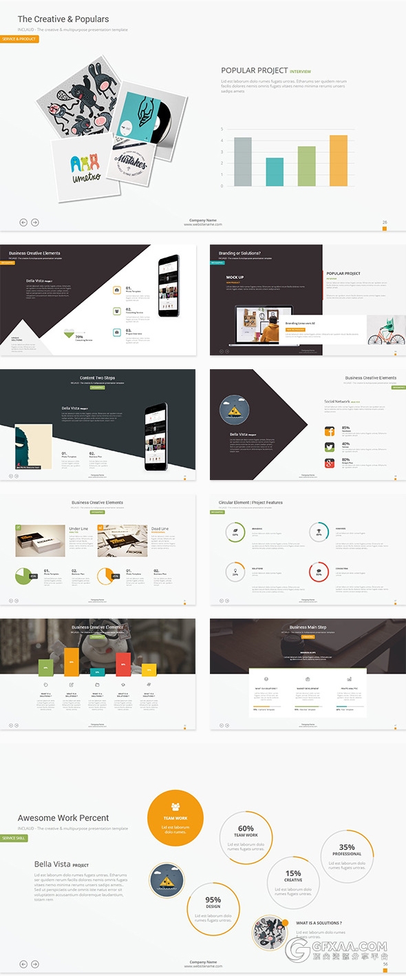 扁平化极简商务商业风格PPT模板 - 顶尖PPT