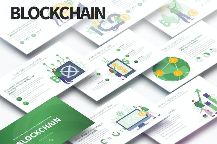 区块链技术展示插画图形PPT模板 - 顶尖PPT