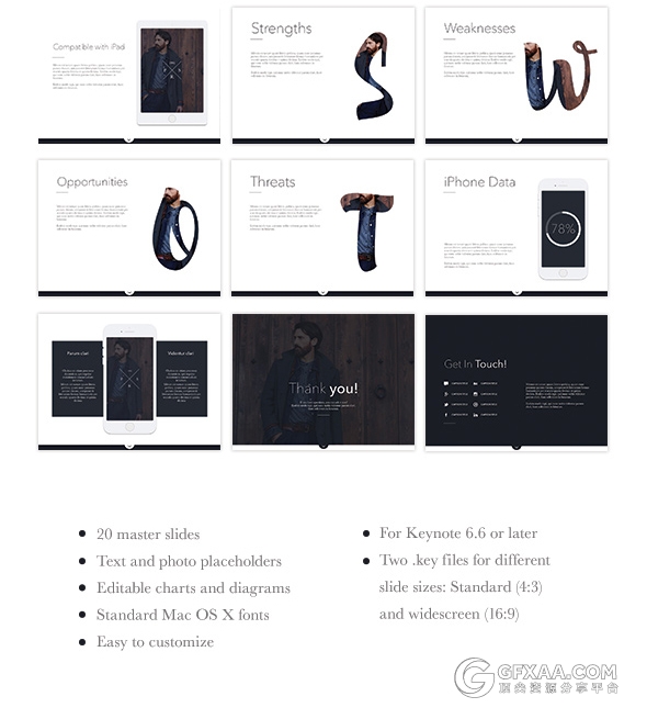 黑白极简艺术风格keynote模板 - 顶尖PPT